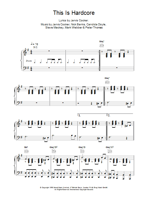 Pulp This Is Hardcore sheet music notes and chords. Download Printable PDF.