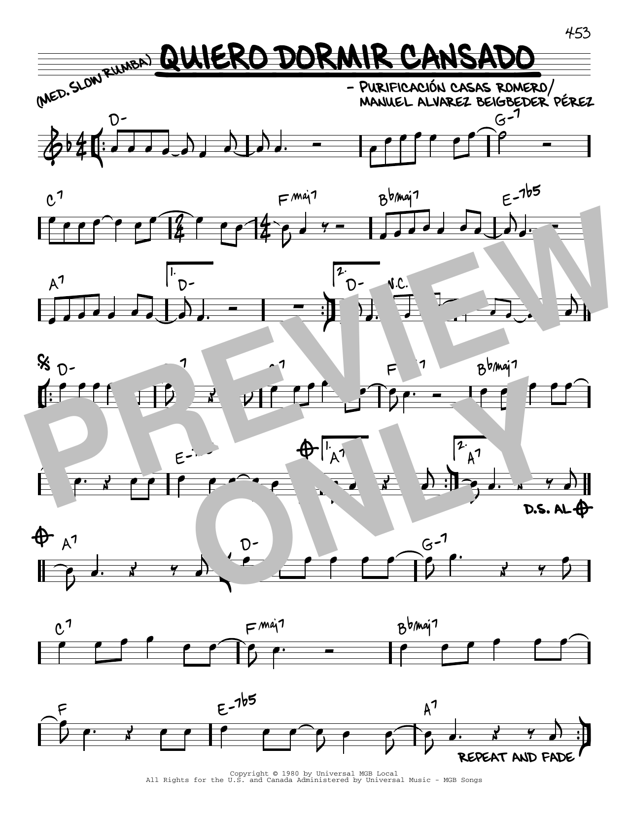 Learn to play Purificación Casas Romero Quiero Dormir Cansado sheet music for Real Book – Melody & Chords in minutes. Price: 5.9900$ Purificación Casas Romero Quiero Dormir Cansado sheet music notes and chords arranged for Real Book – Melody & Chords