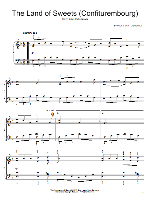 Learn to play Pyotr Ilyich Tchaikovsky Confiturembourg sheet music for Easy Piano in minutes. Price: 6.9900$ Pyotr Ilyich Tchaikovsky Confiturembourg sheet music notes and chords arranged for Easy Piano