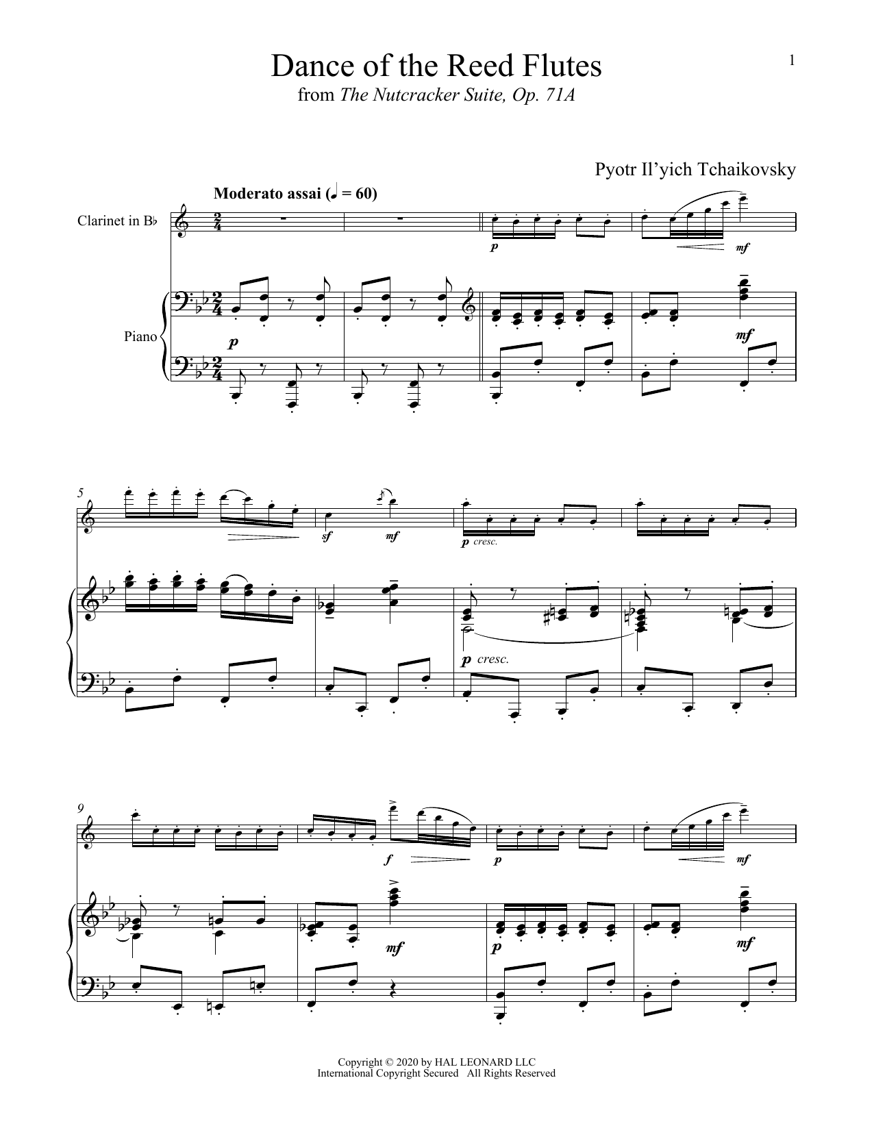 Pyotr Il'yich Tchaikovsky Dance Of The Reed Flutes, Op. 71a sheet music notes and chords. Download Printable PDF.