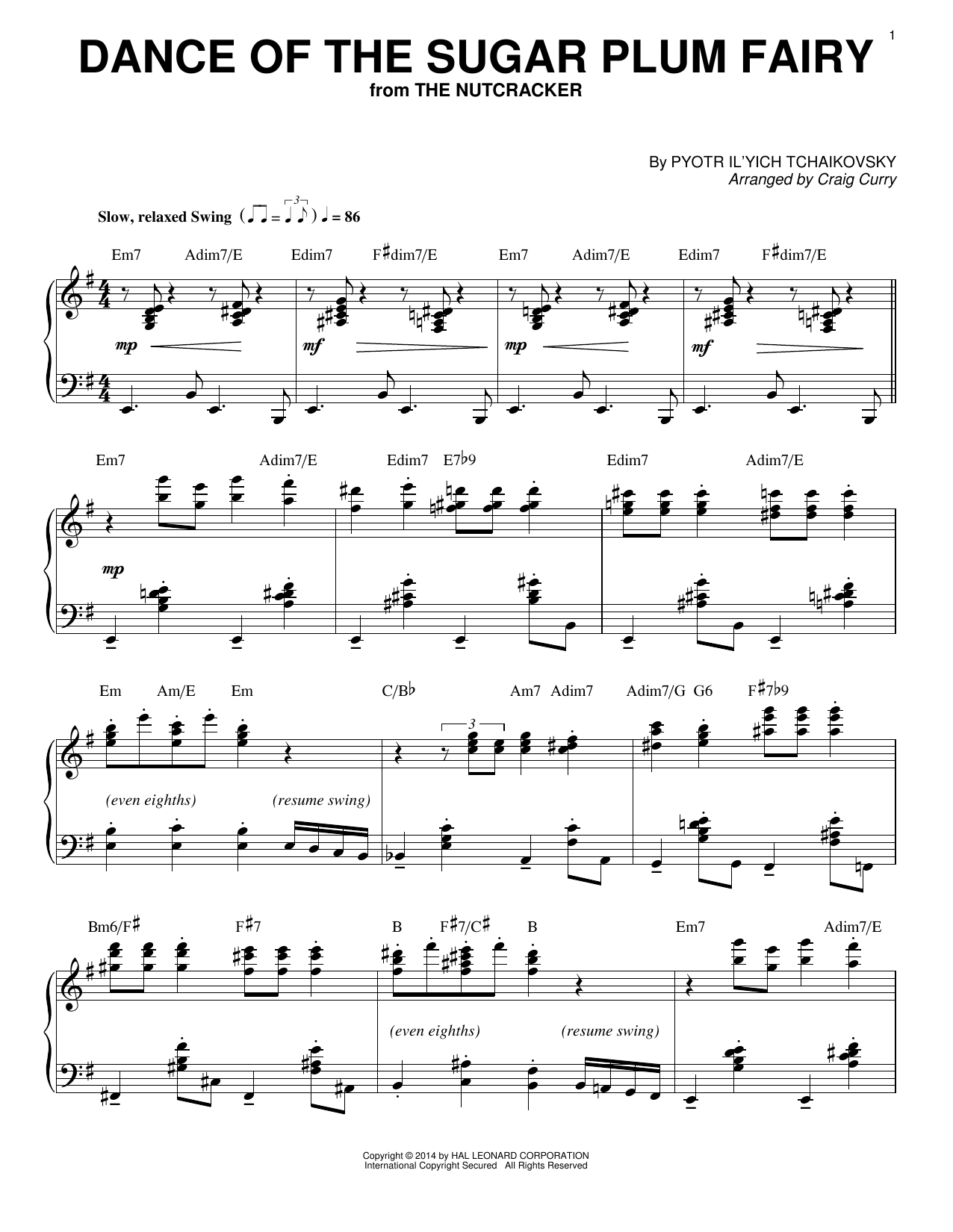 Craig Curry Dance Of The Sugar Plum Fairy sheet music notes and chords. Download Printable PDF.