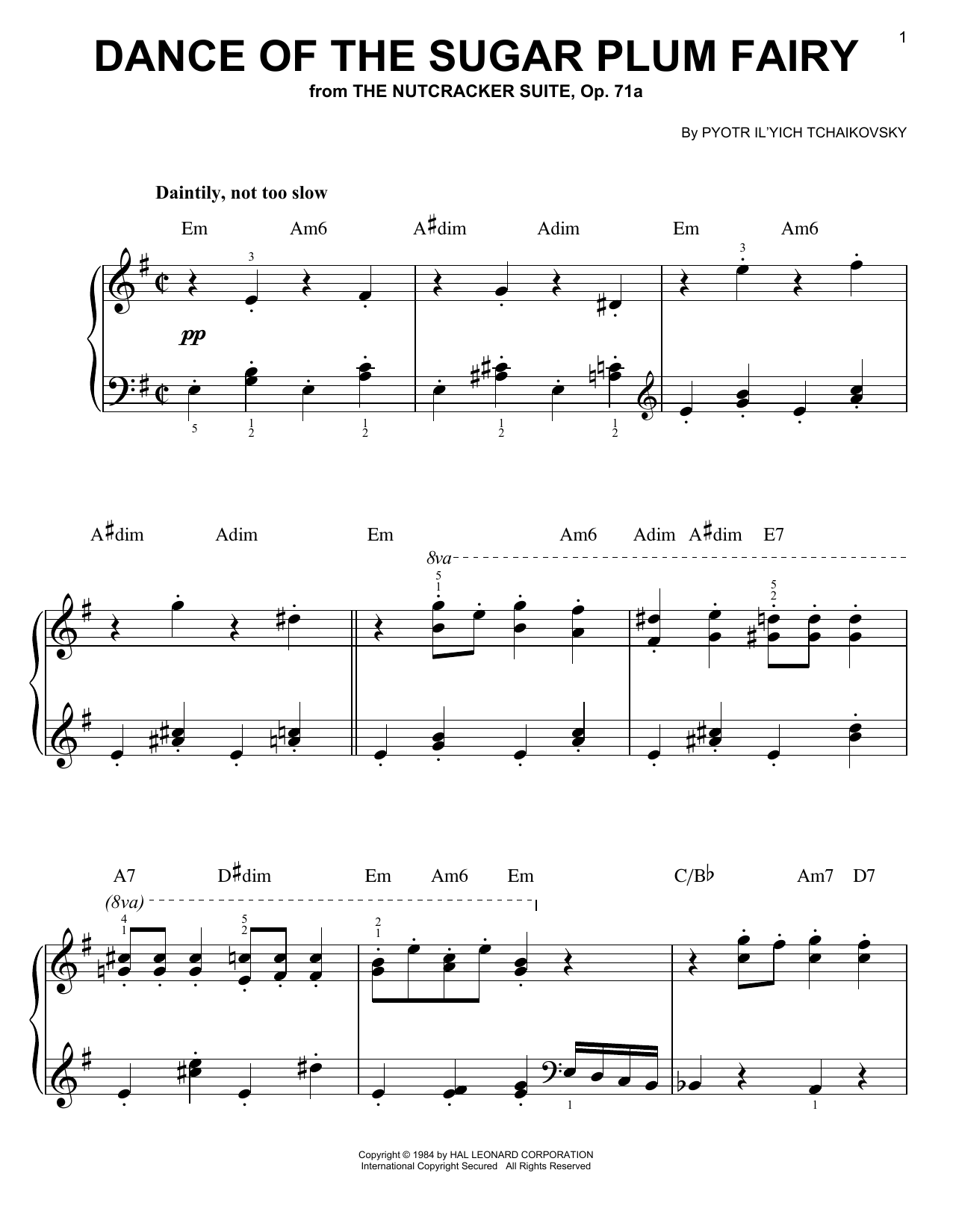 Pyotr Il'yich Tchaikovsky Dance Of The Sugar Plum Fairy sheet music notes and chords. Download Printable PDF.