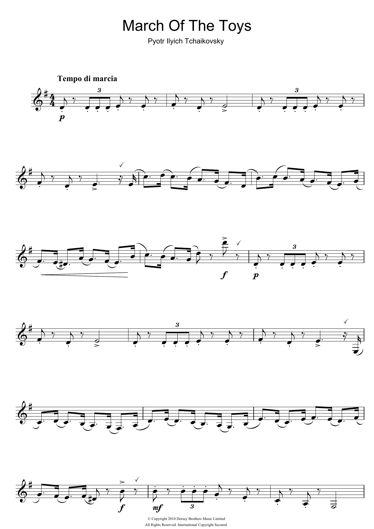 Pyotr Ilyich Tchaikovsky March Of The Toys (from The Nutcracker Suite) sheet music notes and chords. Download Printable PDF.