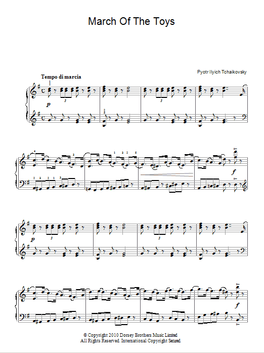 Pyotr Ilyich Tchaikovsky March Of The Toys (from The Nutcracker Suite) sheet music notes and chords arranged for Piano Solo