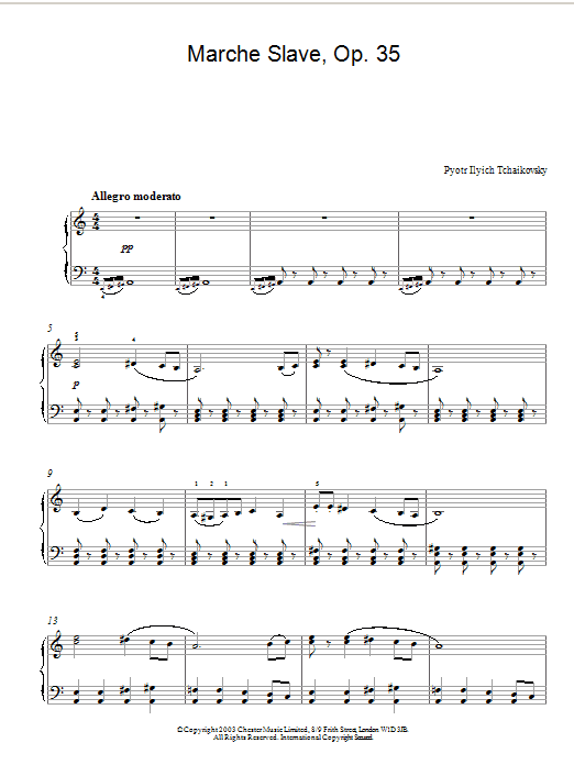 Pyotr Ilyich Tchaikovsky Marche Slave, Op. 31 sheet music notes and chords arranged for Piano Solo