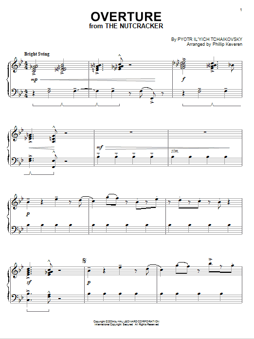 Pyotr Il'yich Tchaikovsky Overture [Jazz version] (from The Nutcracker) (arr. Phillip Keveren) sheet music notes and chords arranged for Piano Solo