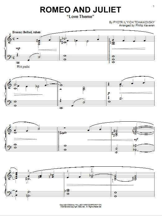 Pyotr Il'yich Tchaikovsky Romeo And Juliet (Love Theme) [Jazz version] (arr. Phillip Keveren) sheet music notes and chords arranged for Piano Solo