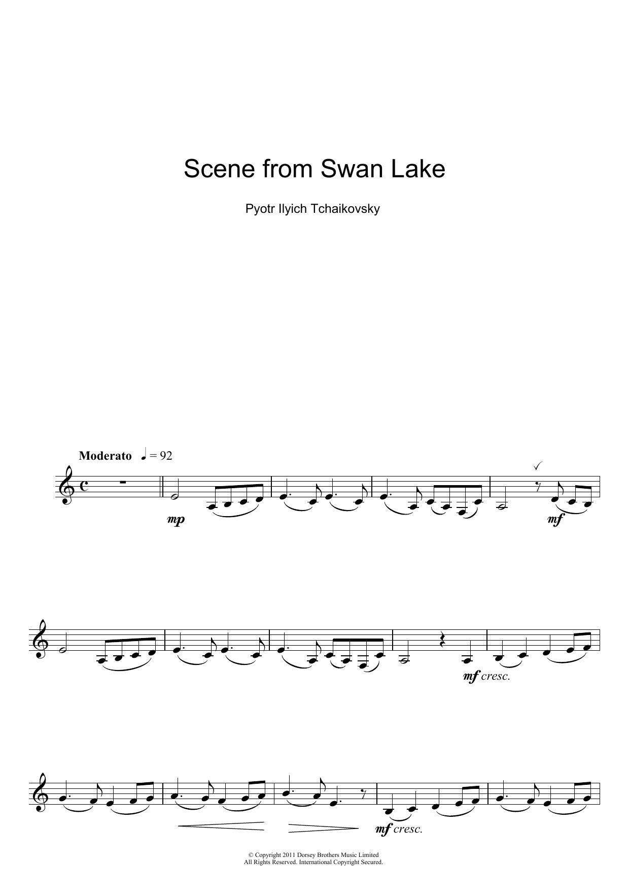 Pyotr Ilyich Tchaikovsky Scene from Swan Lake sheet music notes and chords. Download Printable PDF.