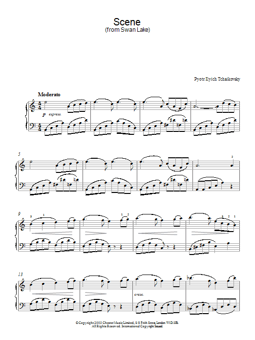 Pyotr Il'yich Tchaikovsky Swan Lake, Op. 20 (Scene) sheet music notes and chords. Download Printable PDF.