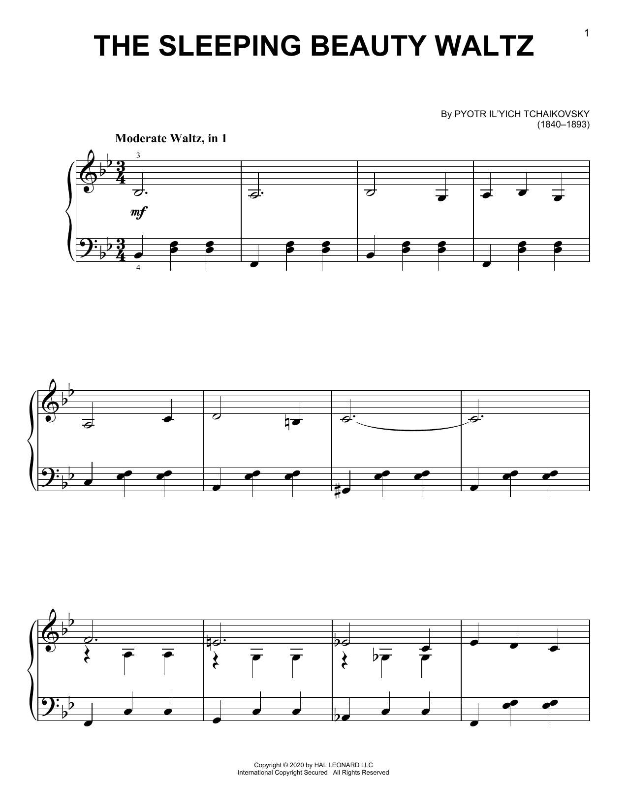 Pyotr Il'yich Tchaikovsky The Sleeping Beauty Waltz sheet music notes and chords. Download Printable PDF.