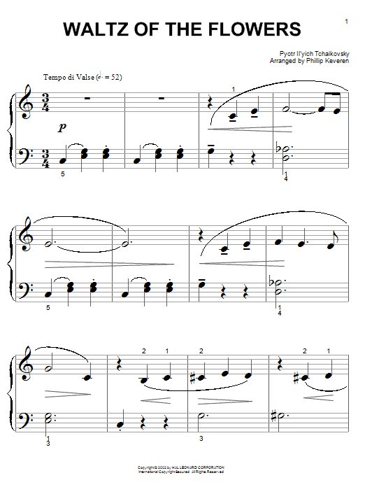 Pyotr Ilyich Tchaikovsky Waltz Of The Flowers sheet music notes and chords. Download Printable PDF.