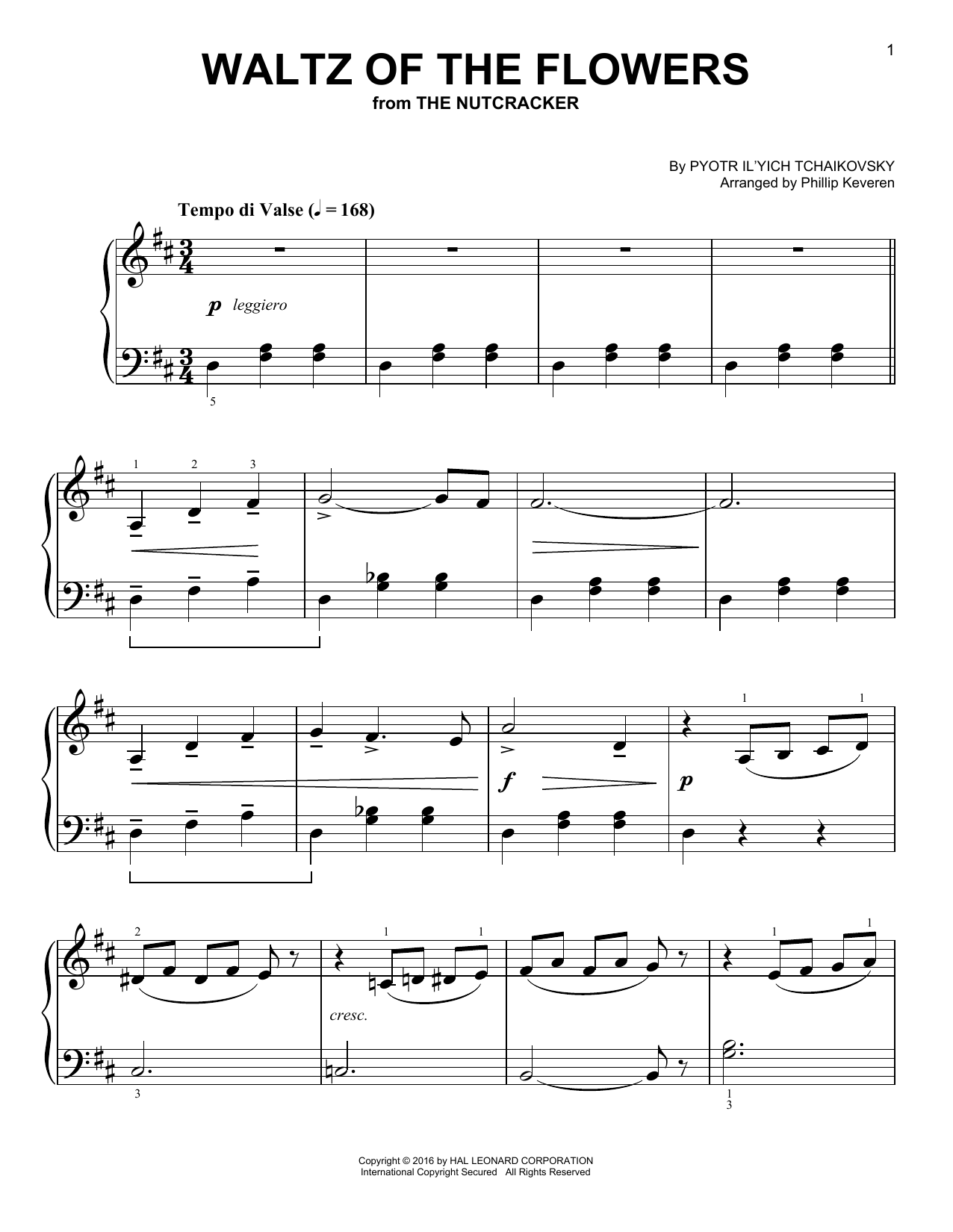 Pyotr Il'yich Tchaikovsky Waltz Of The Flowers (arr. Phillip Keveren) sheet music notes and chords arranged for Easy Piano