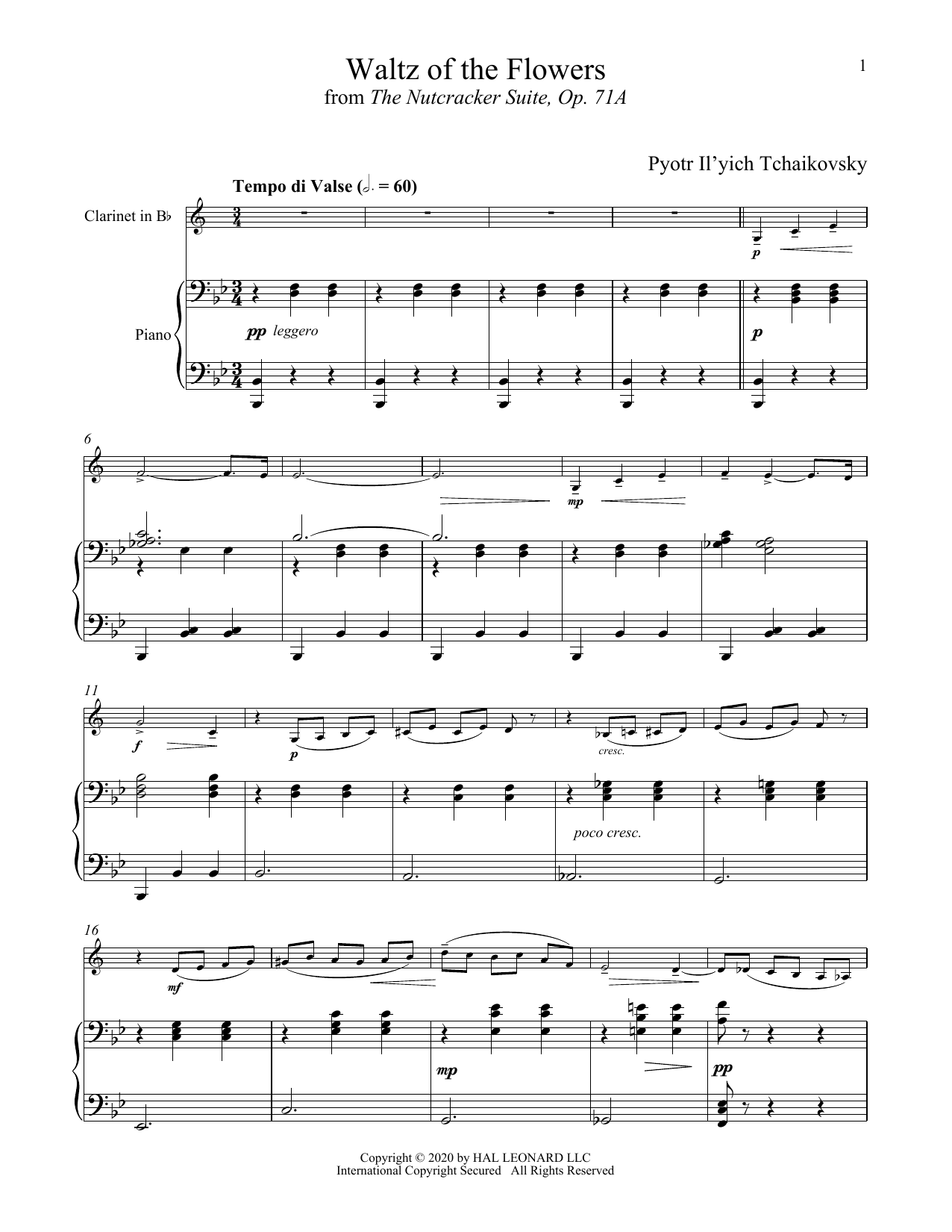 Pyotr Il'yich Tchaikovsky Waltz Of The Flowers, Op. 71a sheet music notes and chords. Download Printable PDF.