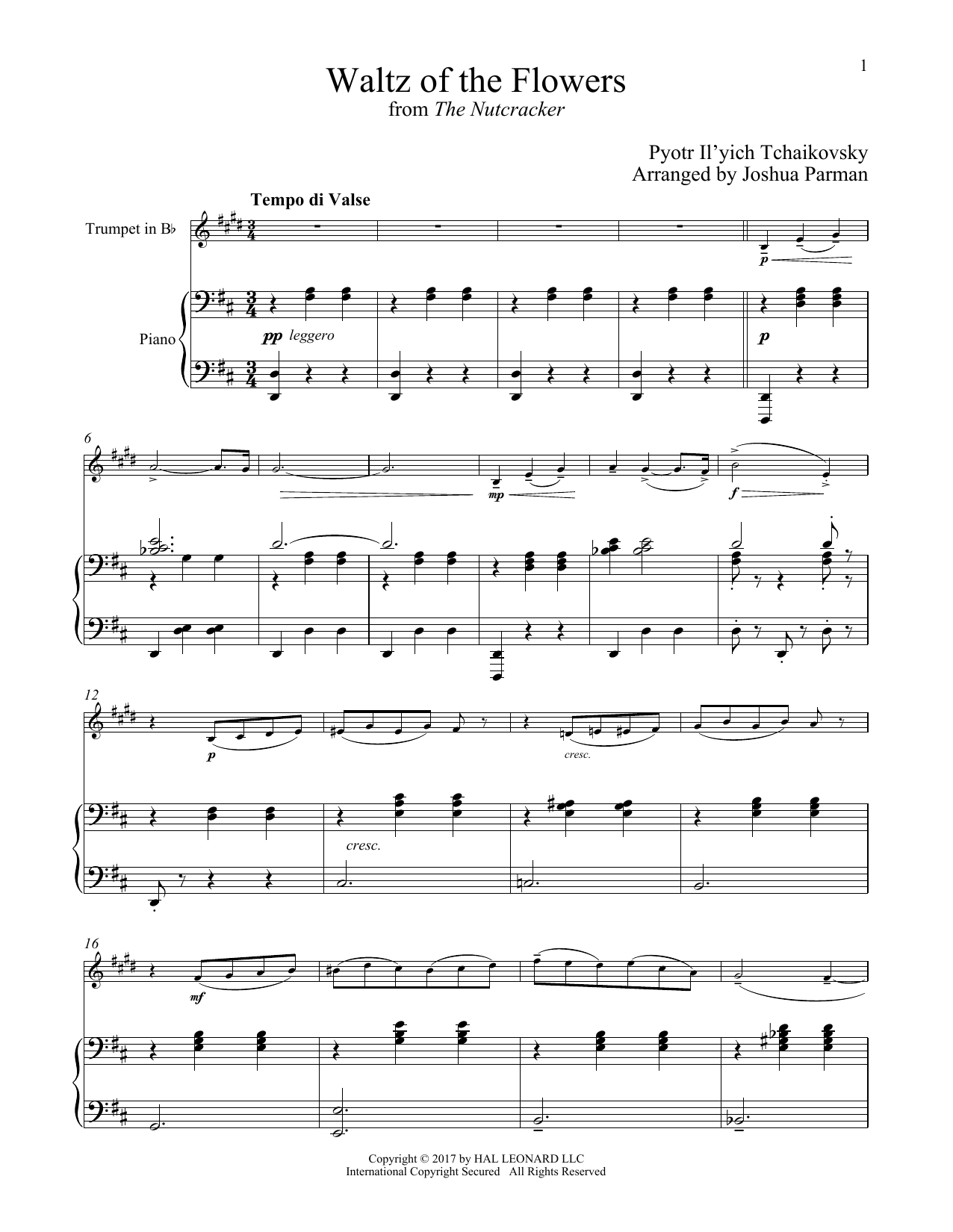 Pyotr Il'yich Tchaikovsky Waltz Of The Flowers sheet music notes and chords. Download Printable PDF.