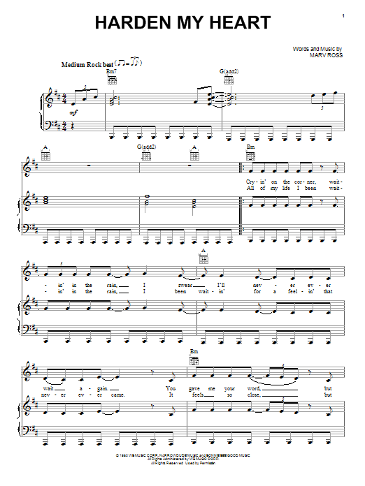 Quarterflash Harden My Heart sheet music notes and chords. Download Printable PDF.