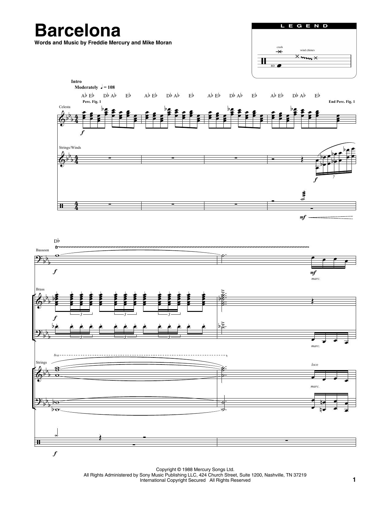 Queen Barcelona sheet music notes and chords. Download Printable PDF.