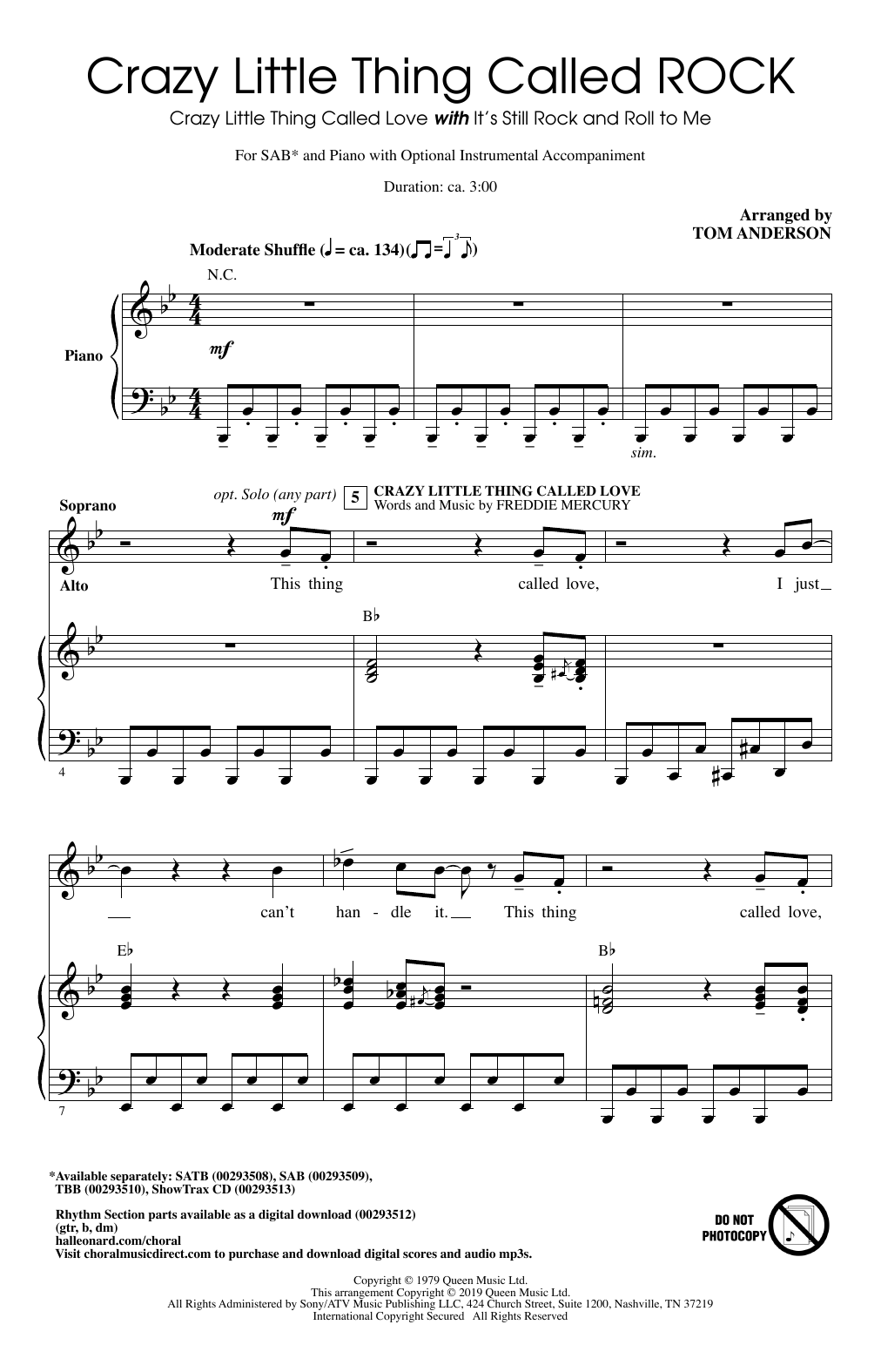 Queen & Billy Joel Crazy Little Thing Called ROCK (arr. Tom Anderson) sheet music notes and chords. Download Printable PDF.