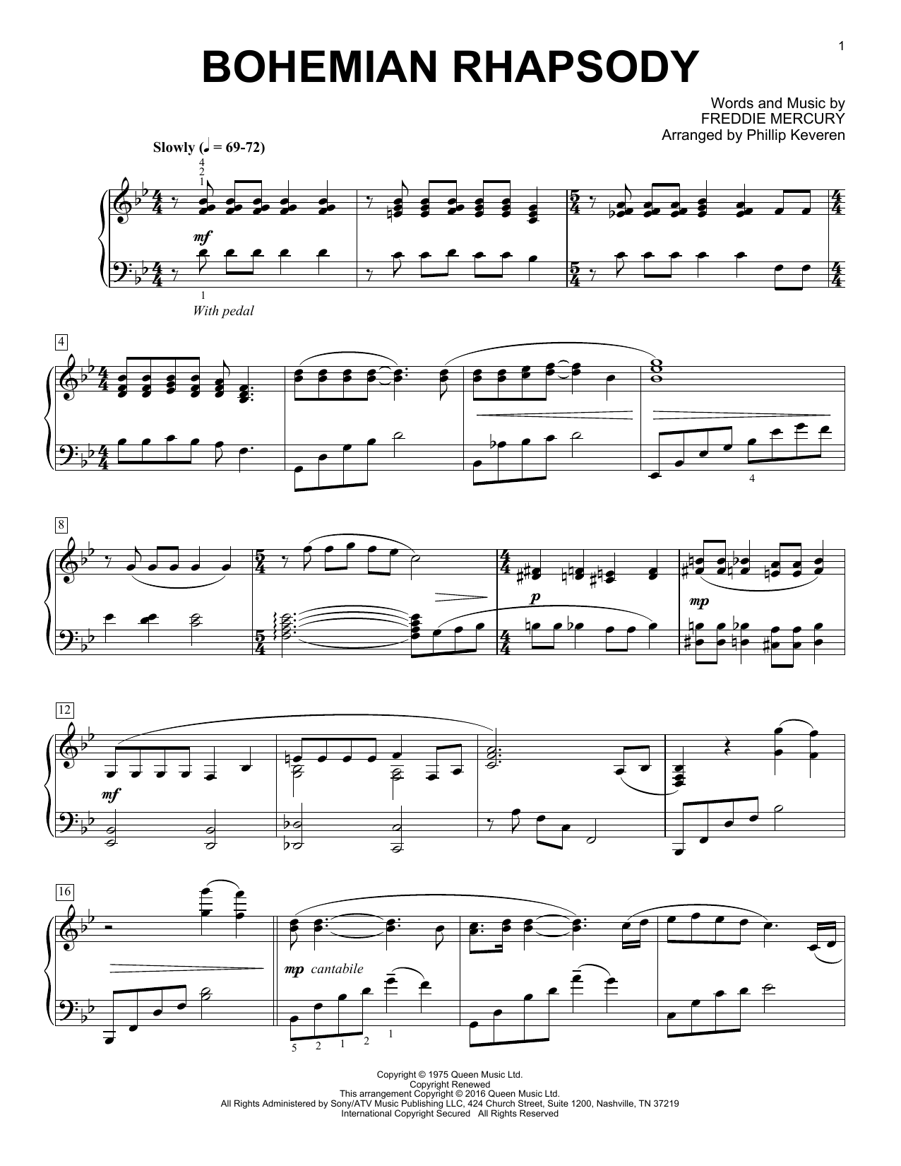 Queen Bohemian Rhapsody sheet music notes and chords. Download Printable PDF.