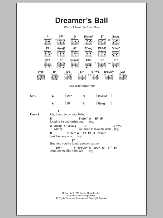 Queen Dreamer's Ball sheet music notes and chords. Download Printable PDF.