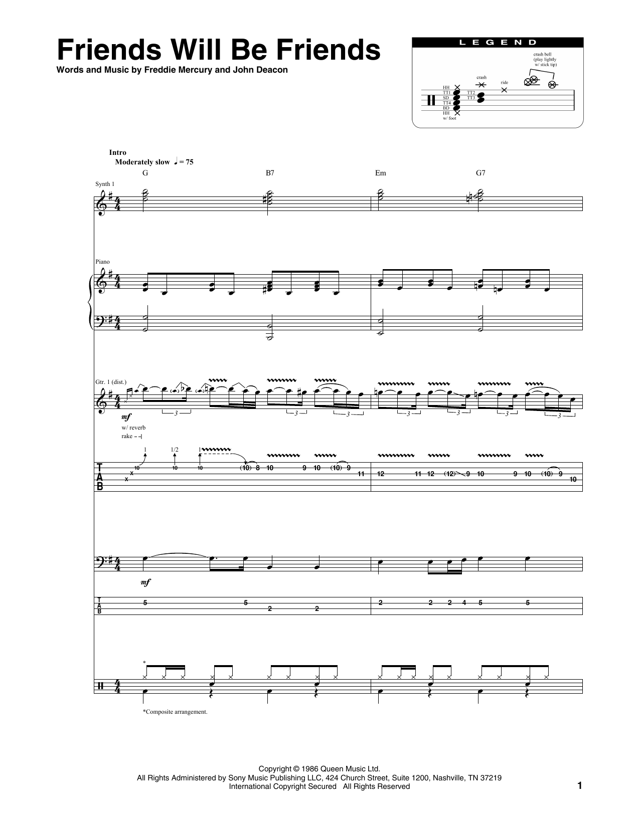 Queen Friends Will Be Friends sheet music notes and chords. Download Printable PDF.