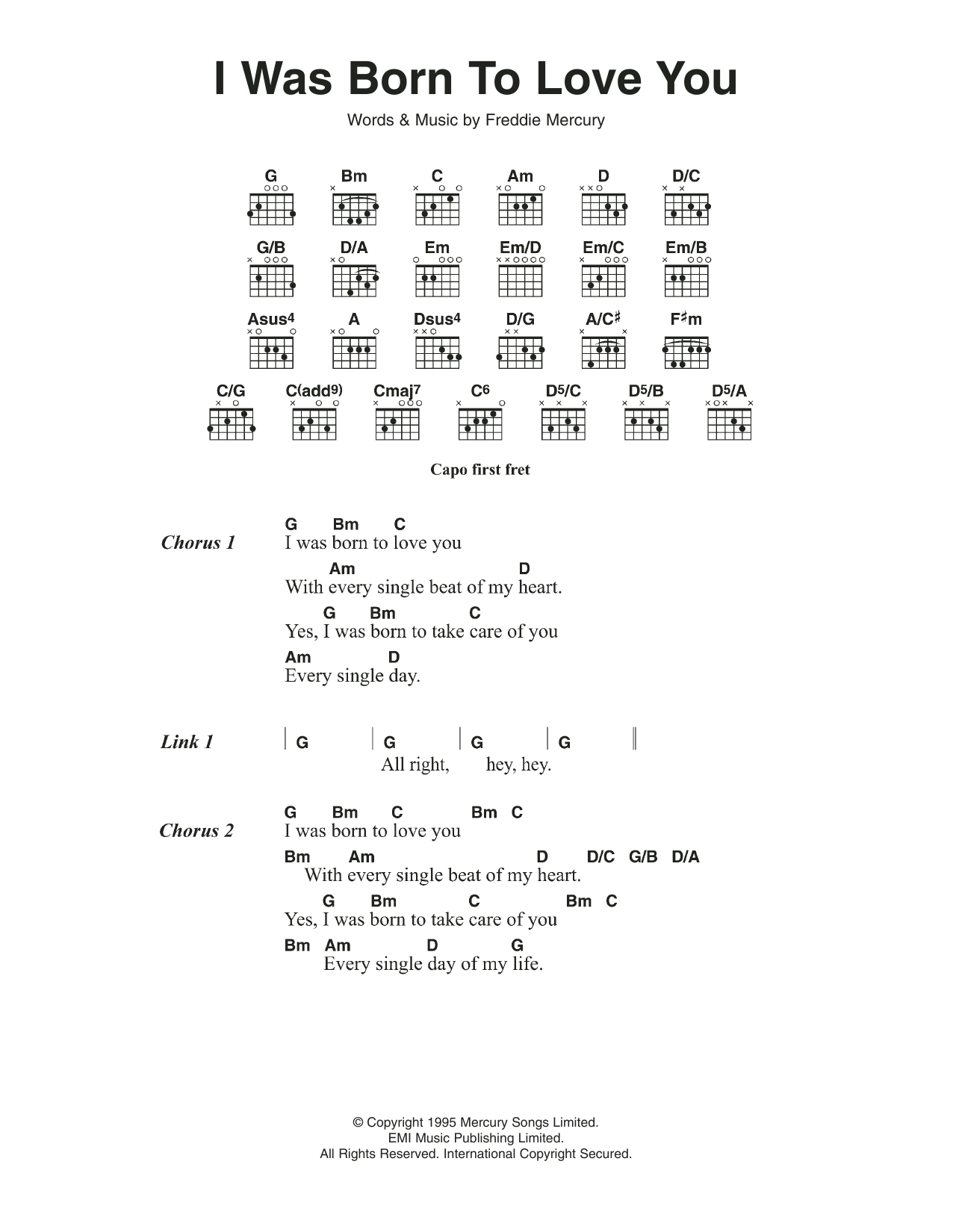 Queen I Was Born To Love You sheet music notes and chords. Download Printable PDF.