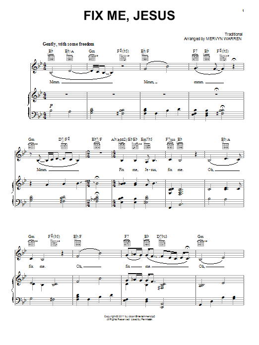 Queen Latifah Fix Me, Jesus sheet music notes and chords. Download Printable PDF.