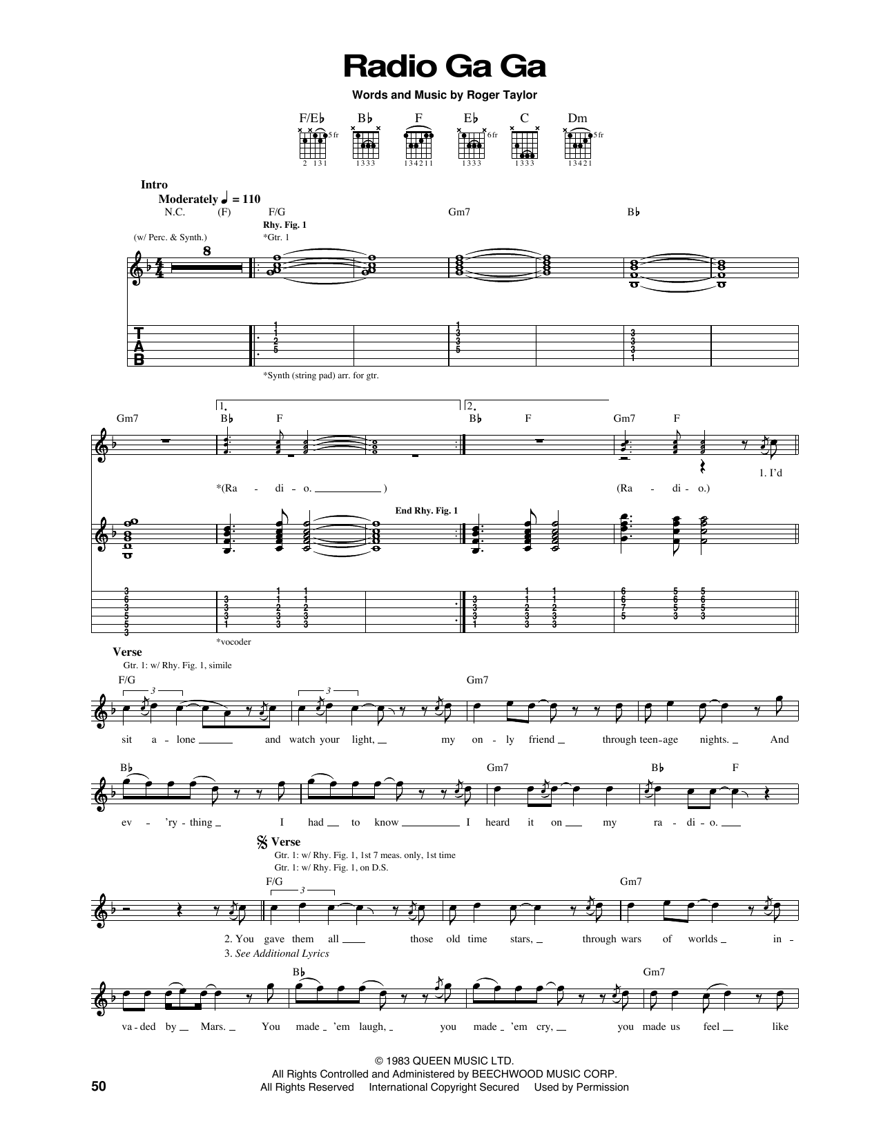 Queen Radio Ga Ga sheet music notes and chords. Download Printable PDF.