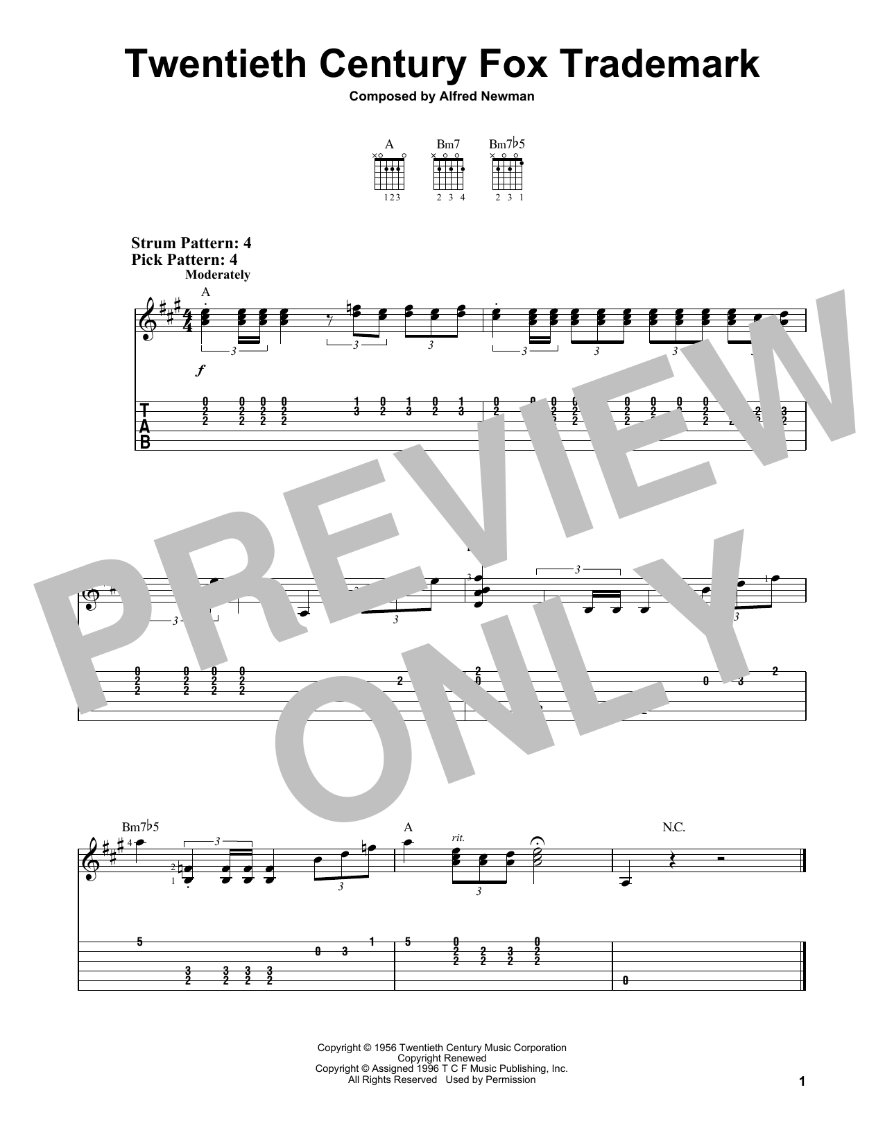 Queen Twentieth Century Fox Trademark sheet music notes and chords. Download Printable PDF.