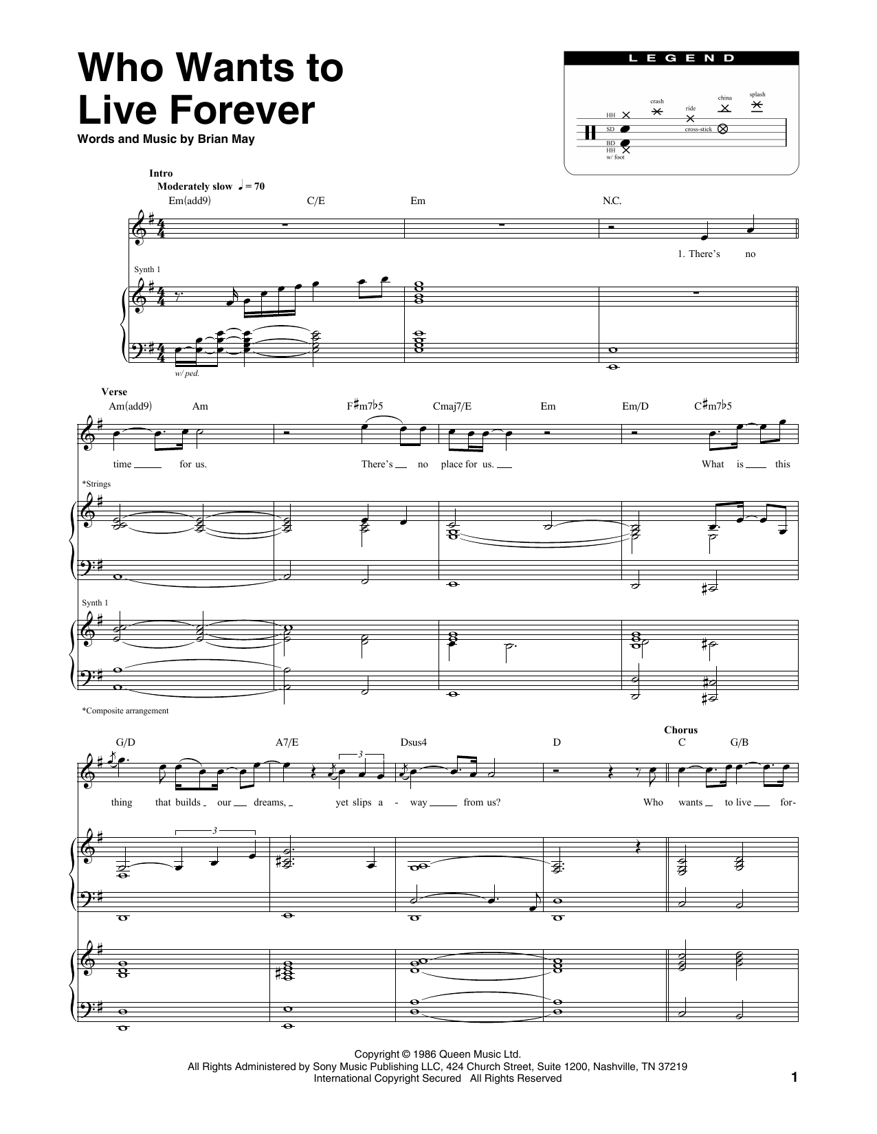 Queen Who Wants To Live Forever sheet music notes and chords arranged for Guitar Tab