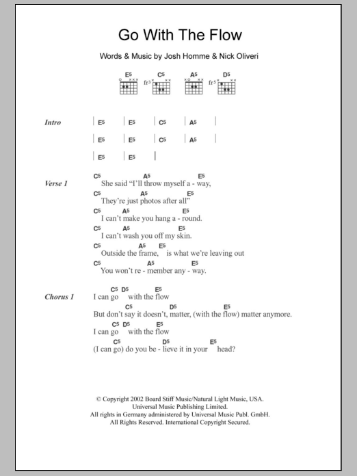 Queens Of The Stone Age Go With The Flow sheet music notes and chords. Download Printable PDF.