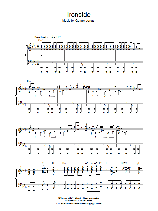 Quincy Jones Ironside sheet music notes and chords. Download Printable PDF.