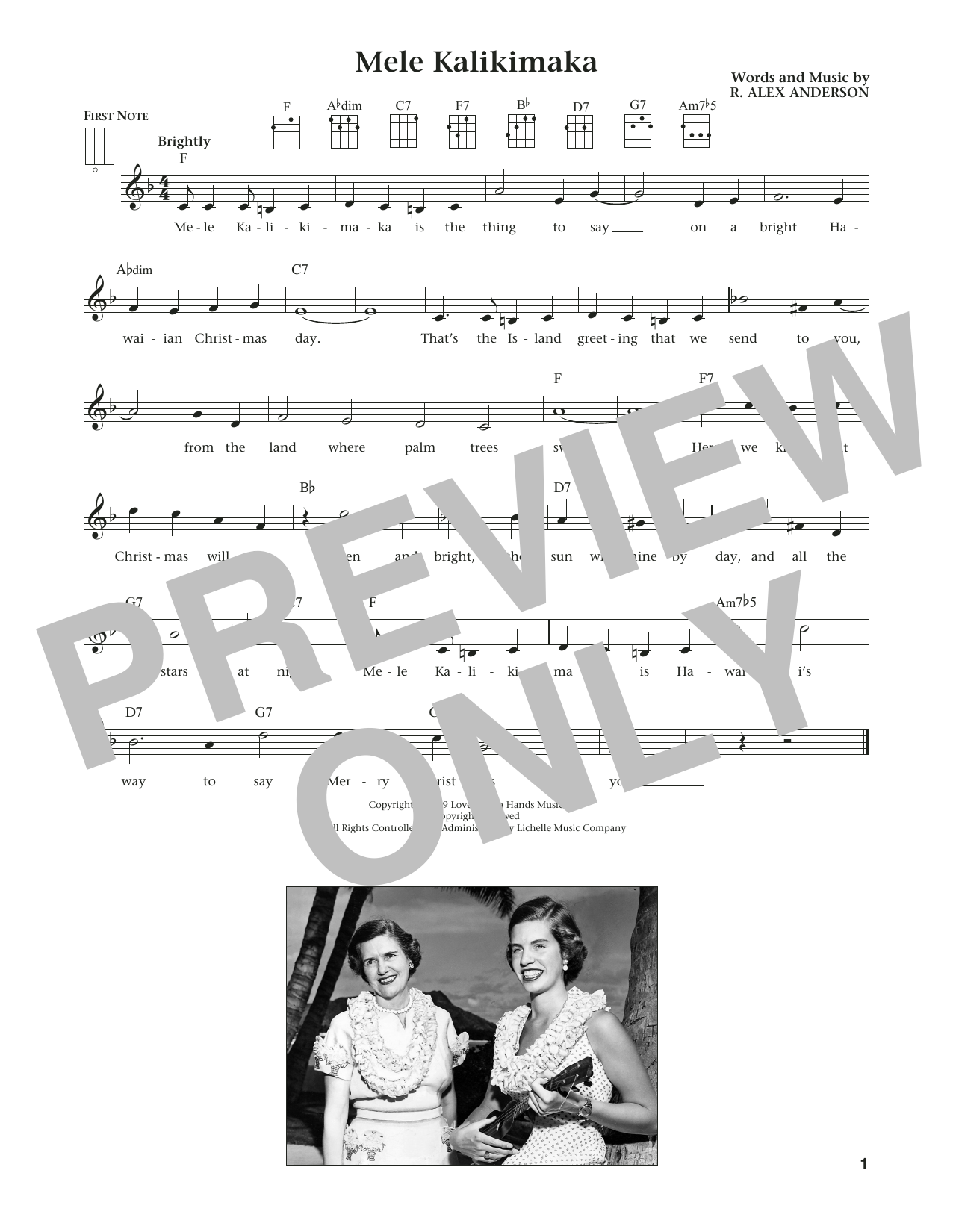 R. Alex Anderson Mele Kalikimaka (from The Daily Ukulele) (arr. Liz and Jim Beloff) sheet music notes and chords. Download Printable PDF.