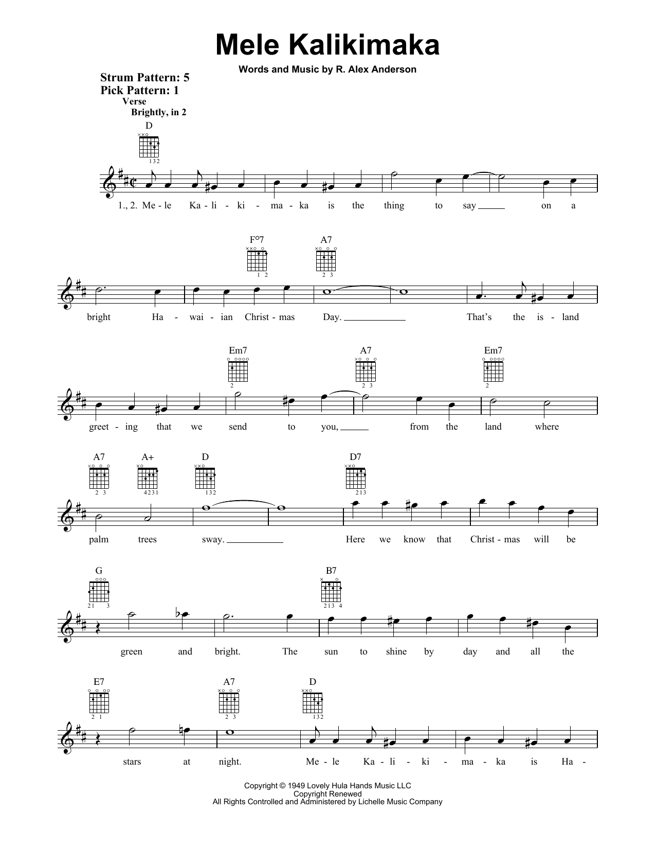 Bing Crosby Mele Kalikimaka sheet music notes and chords. Download Printable PDF.