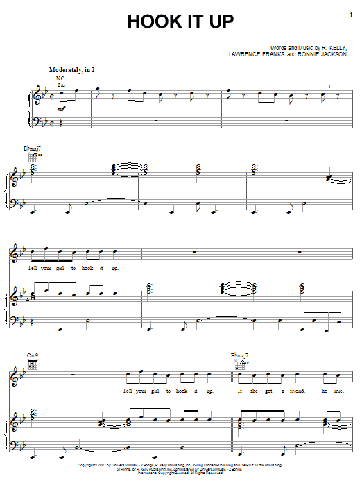 R. Kelly Hook It Up sheet music notes and chords arranged for Piano, Vocal & Guitar Chords (Right-Hand Melody)