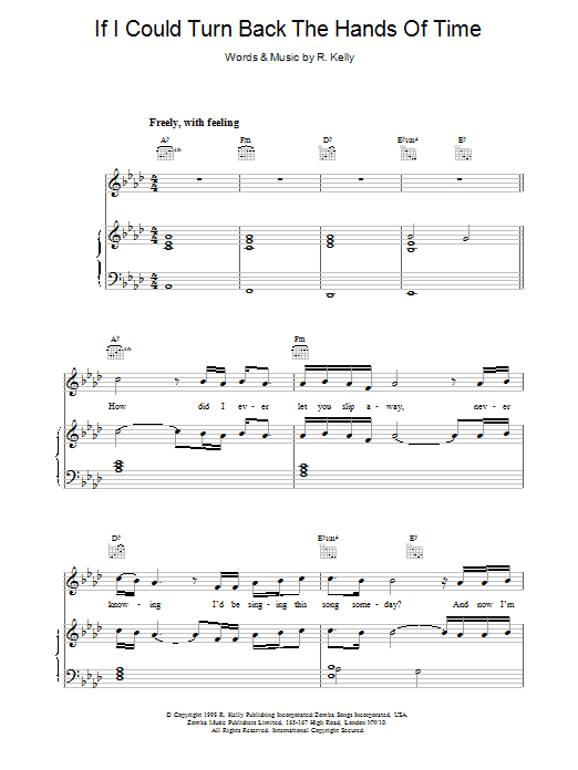 R. Kelly If I Could Turn Back The Hands Of Time sheet music notes and chords. Download Printable PDF.