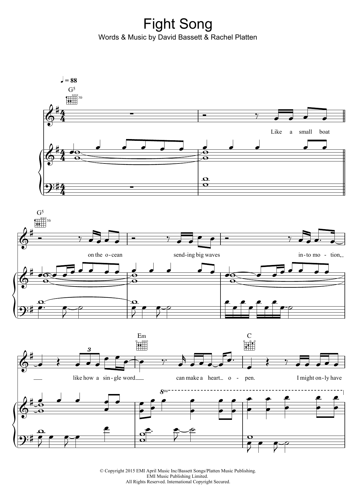 Rachel Platten Fight Song sheet music notes and chords. Download Printable PDF.