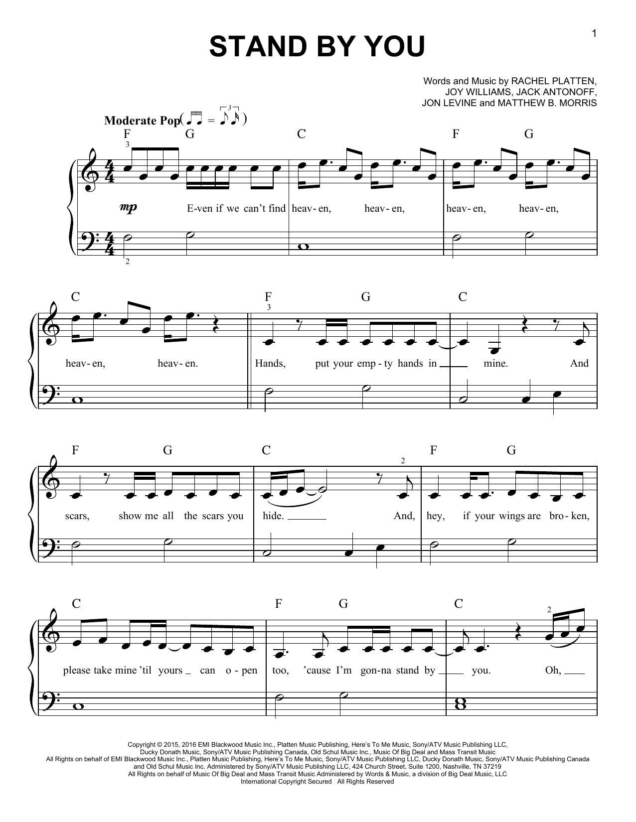 Rachel Platten Stand By You sheet music notes and chords. Download Printable PDF.