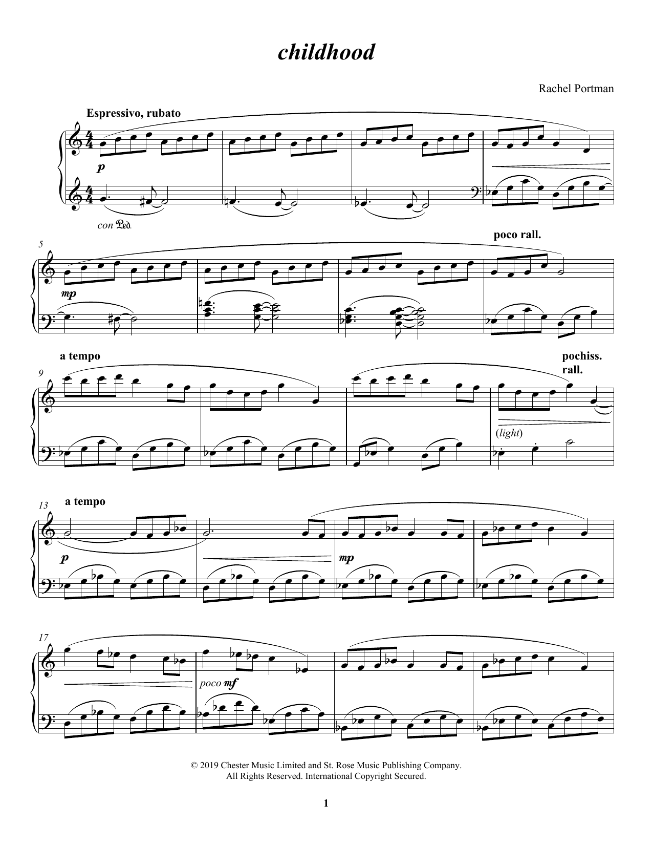 Learn to play Rachel Portman Childhood sheet music for Piano Solo in minutes. Price: 7.8900$ Rachel Portman Childhood sheet music notes and chords arranged for Piano Solo