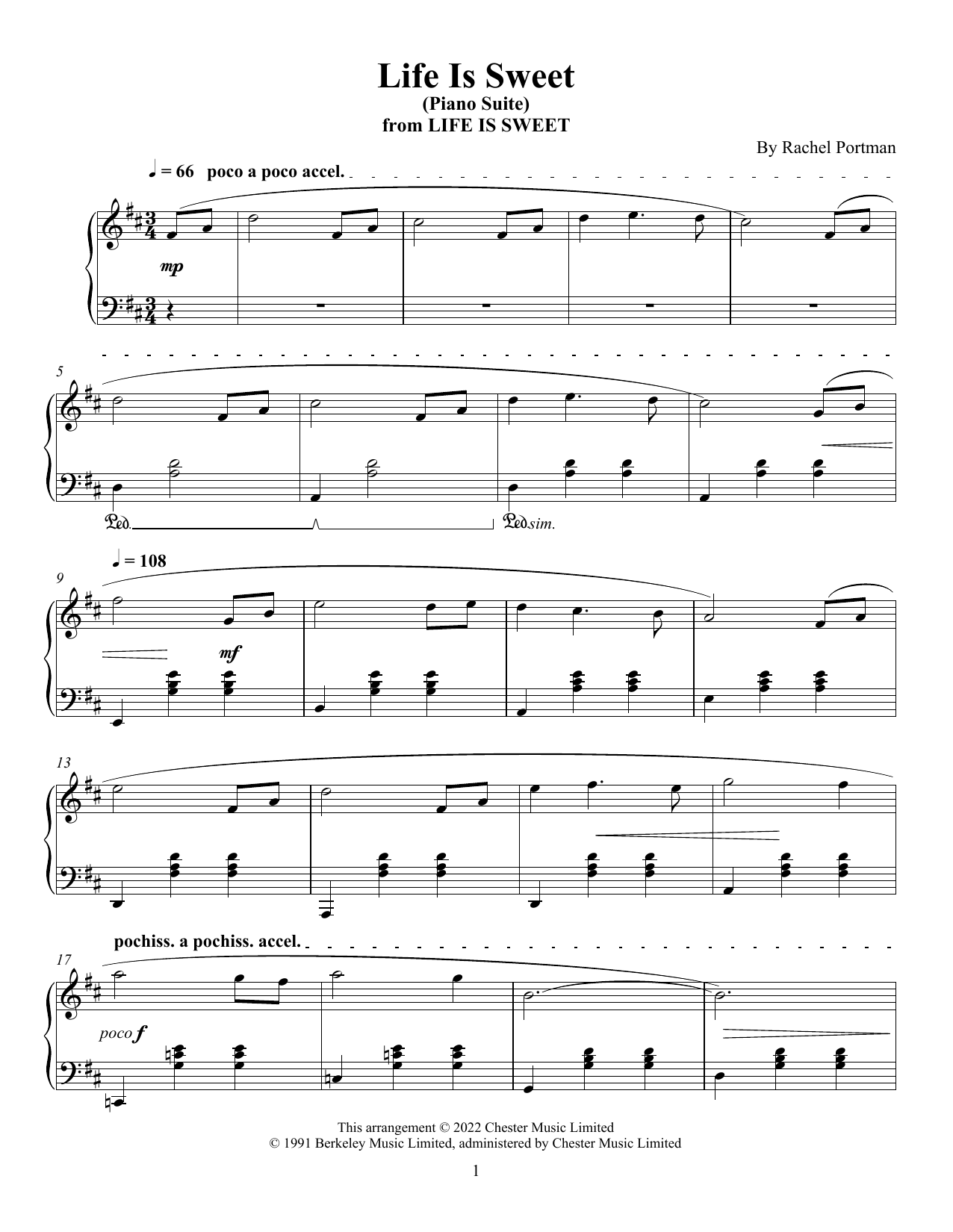Learn to play Rachel Portman Life Is Sweet (Piano Suite) sheet music for Piano Solo in minutes. Price: 7.8900$ Rachel Portman Life Is Sweet (Piano Suite) sheet music notes and chords arranged for Piano Solo