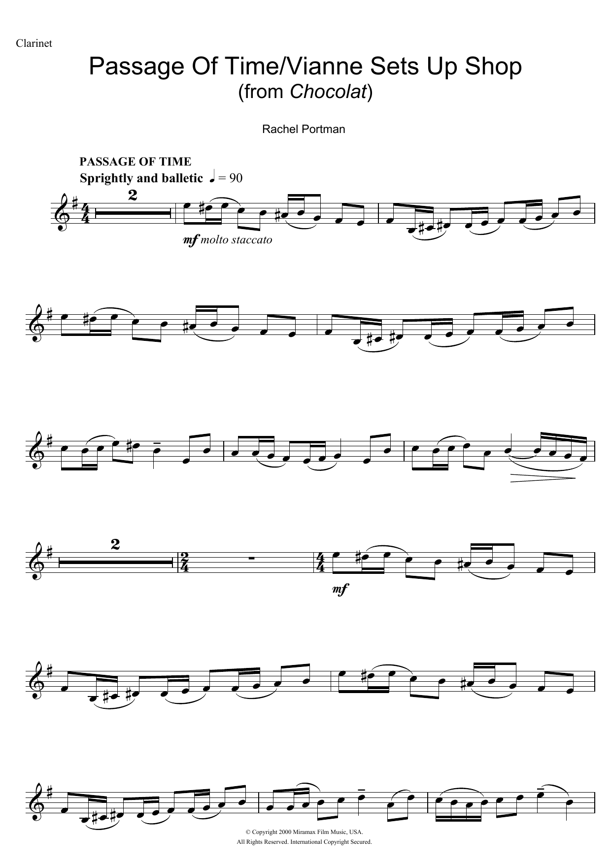 Rachel Portman Passage Of Time/Vianne Sets Up Shop (from Chocolat) sheet music notes and chords. Download Printable PDF.