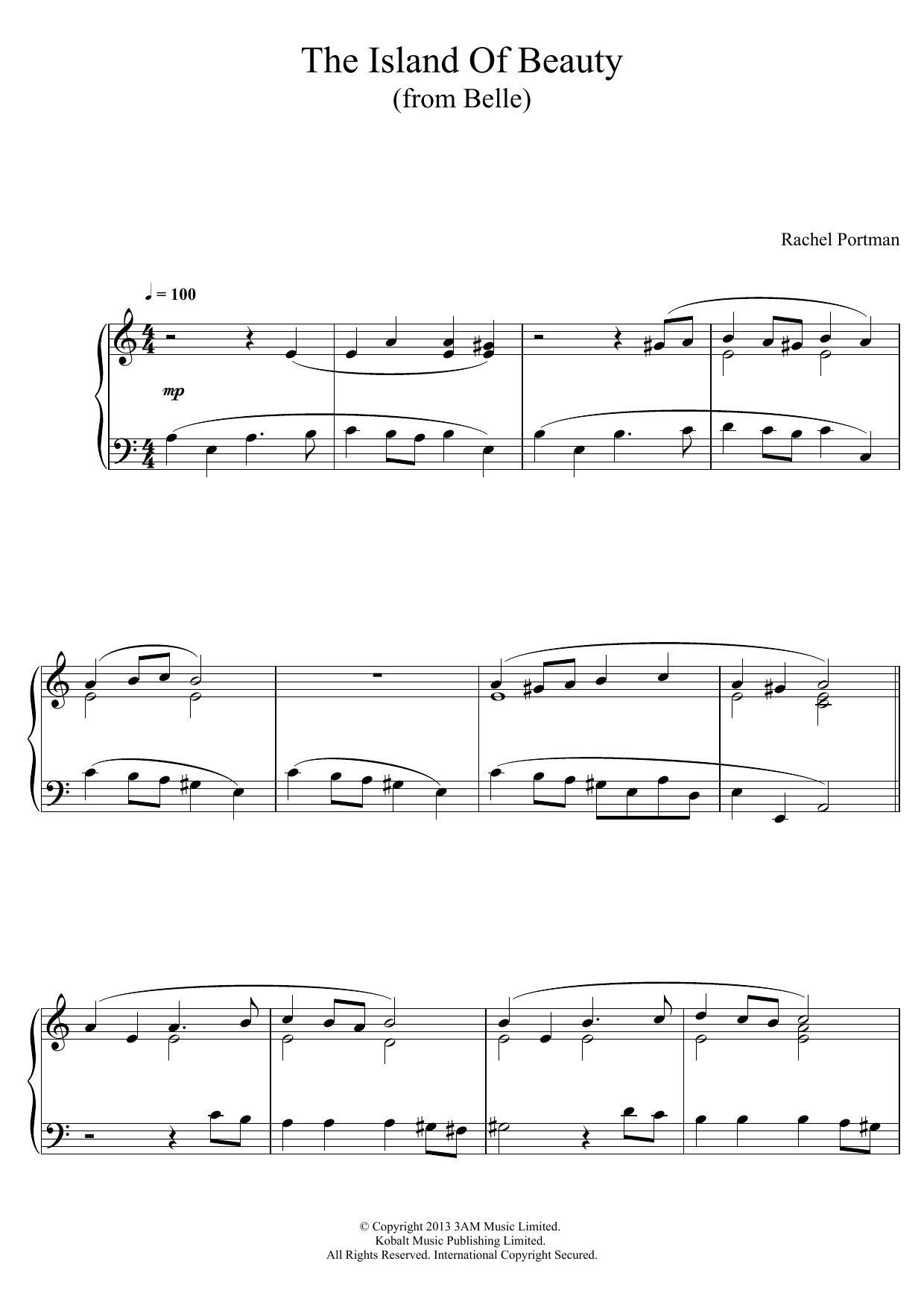 Learn to play Rachel Portman The Island Of Beauty (From 'Belle') sheet music for Piano Solo in minutes. Price: 7.8900$ Rachel Portman The Island Of Beauty (From 'Belle') sheet music notes and chords arranged for Piano Solo