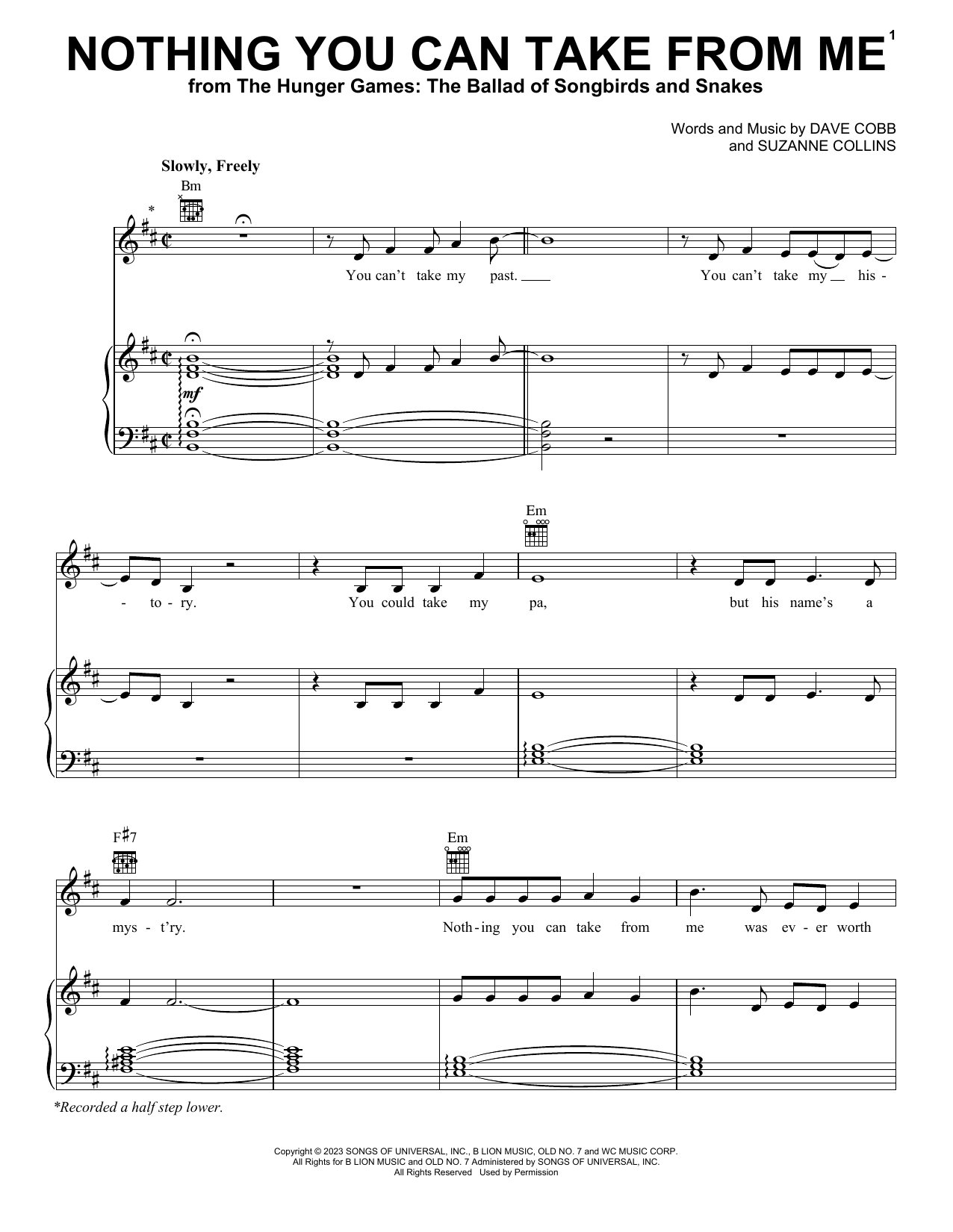 Rachel Zegler and The Covey Band Nothing You Can Take From Me (from The Hunger Games: The Ballad of Songbirds & Snakes) sheet music notes and chords. Download Printable PDF.