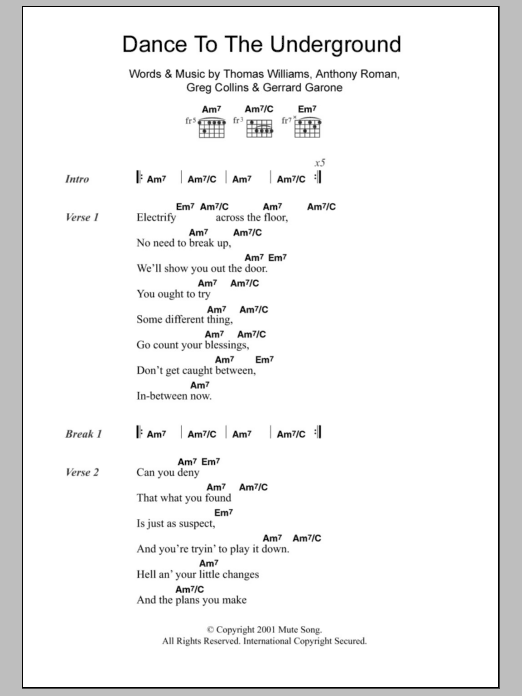 Radio 4 Dance To The Underground sheet music notes and chords arranged for Guitar Chords/Lyrics