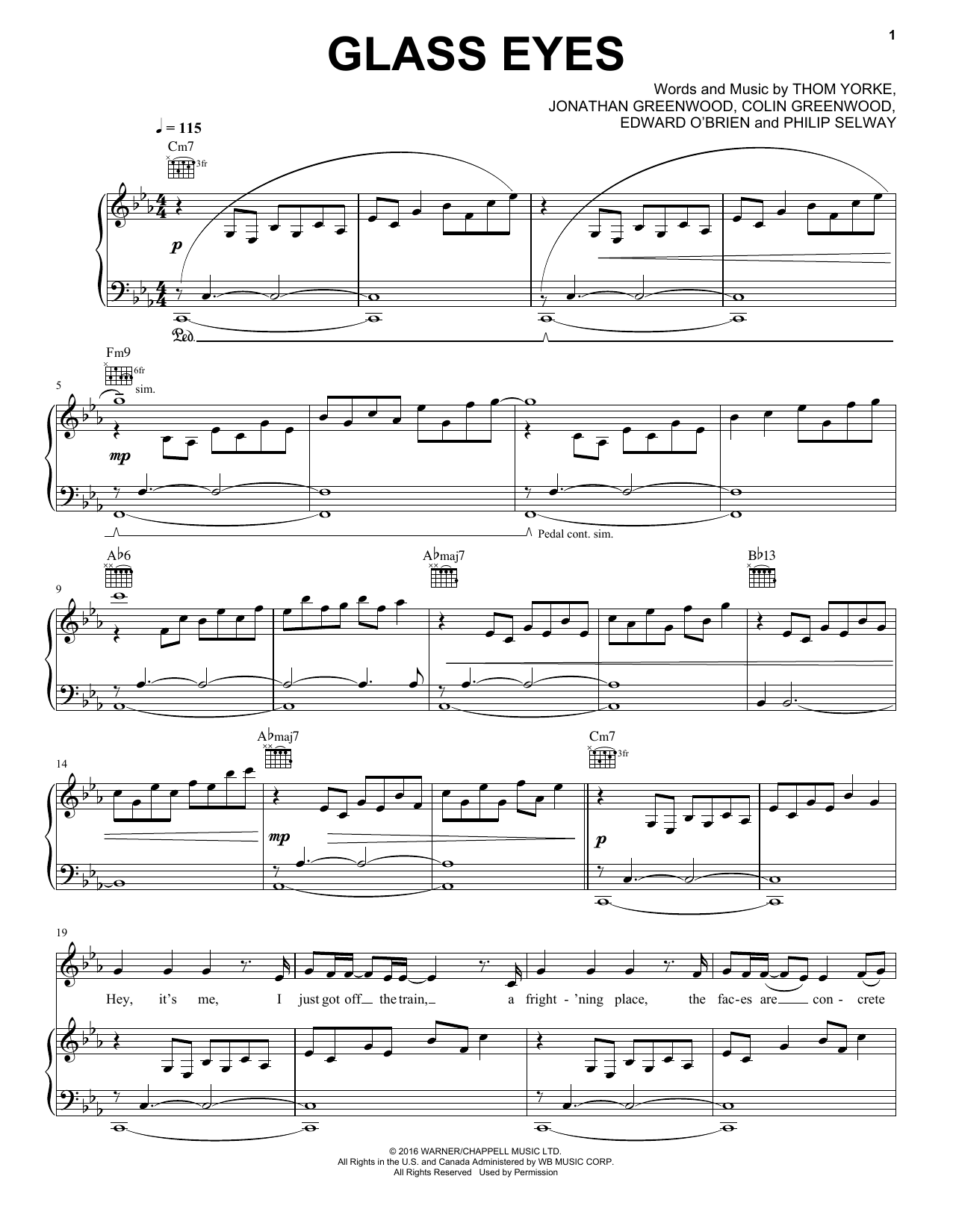 Learn to play Radiohead Glass Eyes sheet music for Piano, Vocal & Guitar Chords (Right-Hand Melody) in minutes. Price: 7.8900$ Radiohead Glass Eyes sheet music notes and chords arranged for Piano, Vocal & Guitar Chords (Right-Hand Melody)