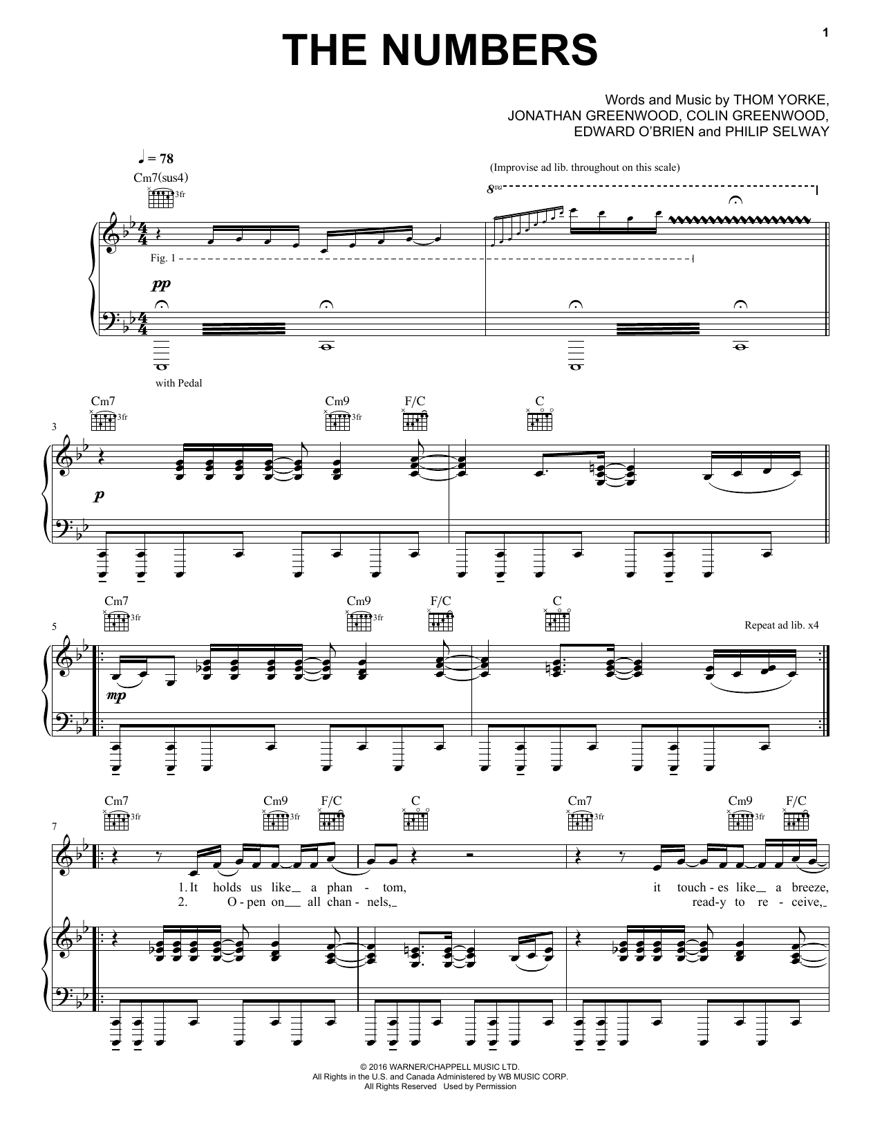 Learn to play Radiohead The Numbers sheet music for Piano, Vocal & Guitar Chords (Right-Hand Melody) in minutes. Price: 7.8900$ Radiohead The Numbers sheet music notes and chords arranged for Piano, Vocal & Guitar Chords (Right-Hand Melody)