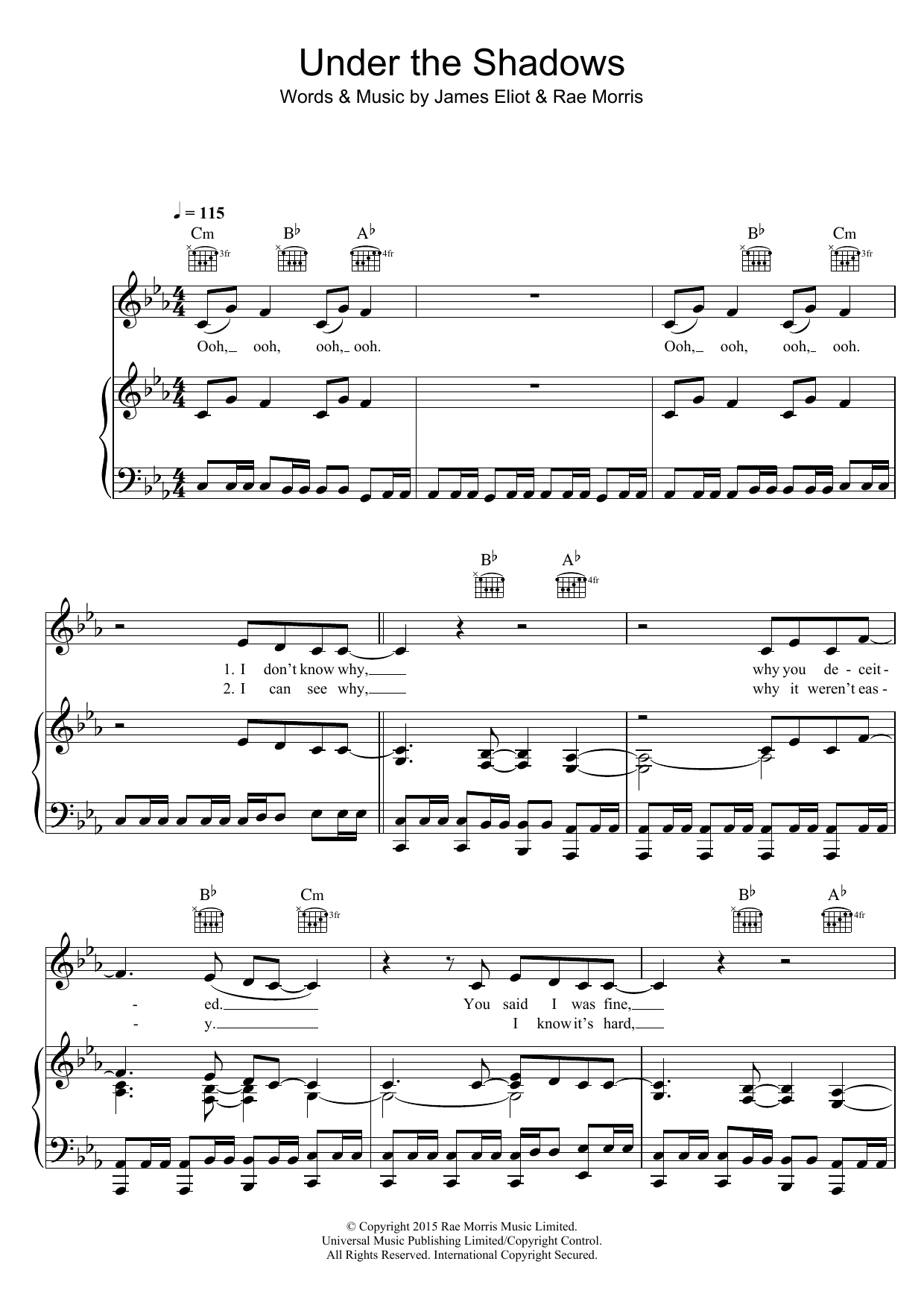 Learn to play Rae Morris Under The Shadows sheet music for Piano, Vocal & Guitar Chords in minutes. Price: 7.8900$ Rae Morris Under The Shadows sheet music notes and chords arranged for Piano, Vocal & Guitar Chords
