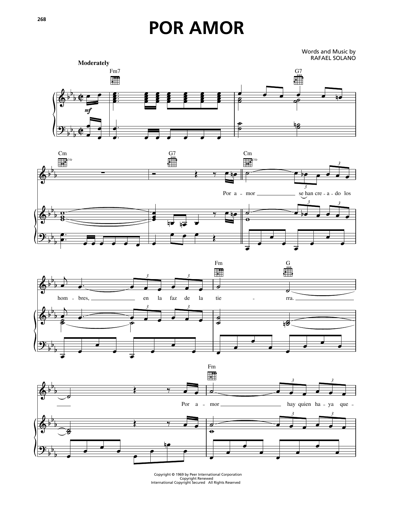 Rafael Solano Por Amor sheet music notes and chords. Download Printable PDF.