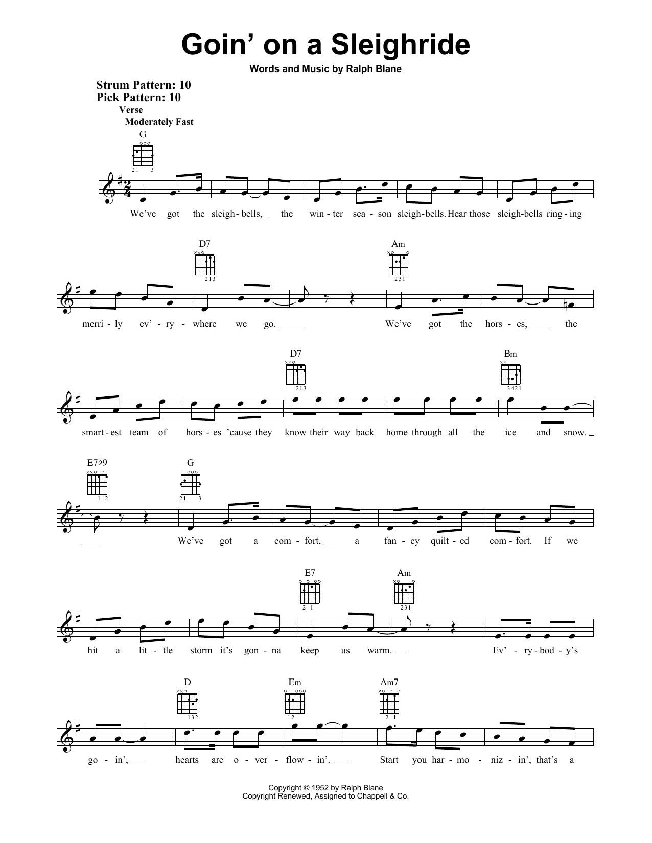 Ralph Blane Goin' On A Sleighride sheet music notes and chords. Download Printable PDF.