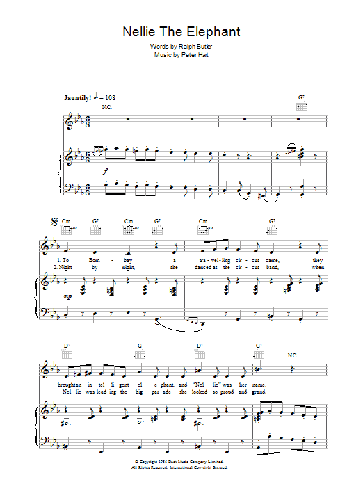 Ralph Butler Nellie The Elephant sheet music notes and chords. Download Printable PDF.