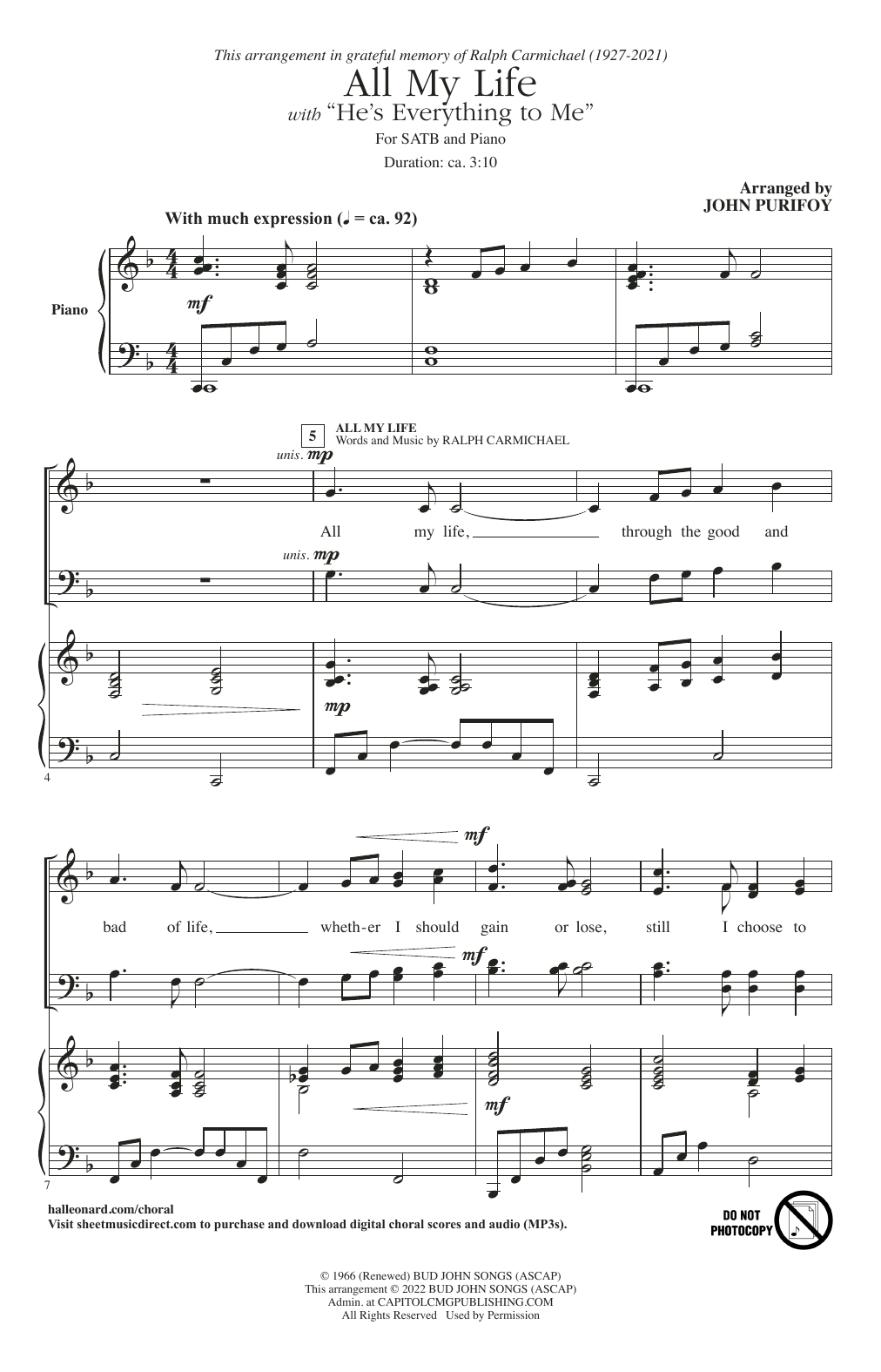 Learn to play Ralph Carmichael All My Life (with Ralph Carmichael All My Life (with
